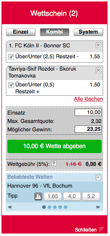 Tipico Livewetten Kombiwette