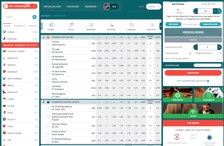 22bet Wettangebot